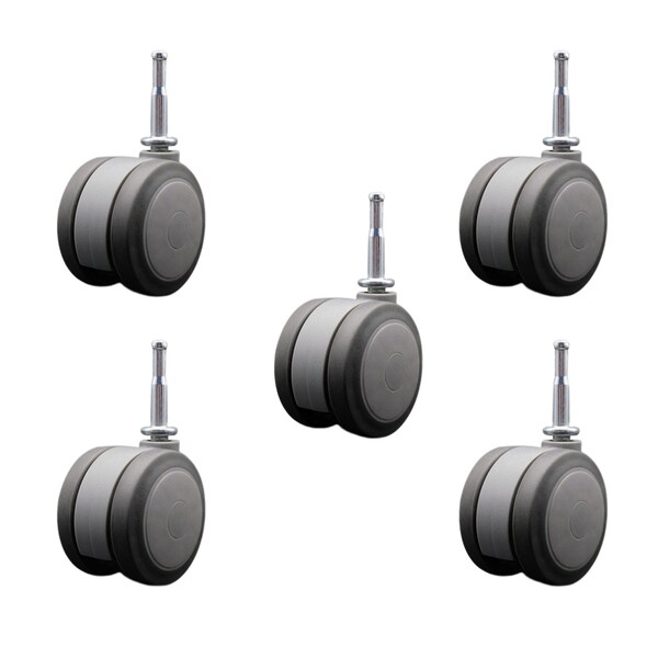 Service Caster 3'' Gray Heavy Duty Floor Safe Twin Wheel Caster 5/16 Grip Neck Stem, 5PK SCC-GN02S75-TPR-GRY-5 - main